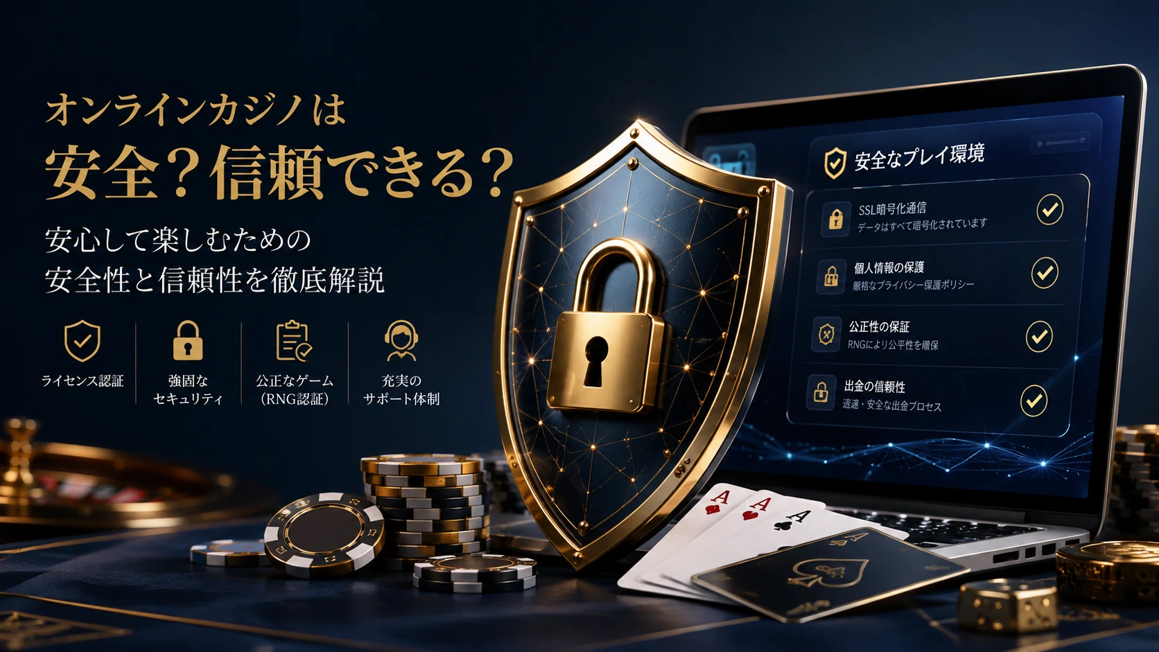 オンラインカジノの安全性と信頼性をイメージしたオリジナル画像